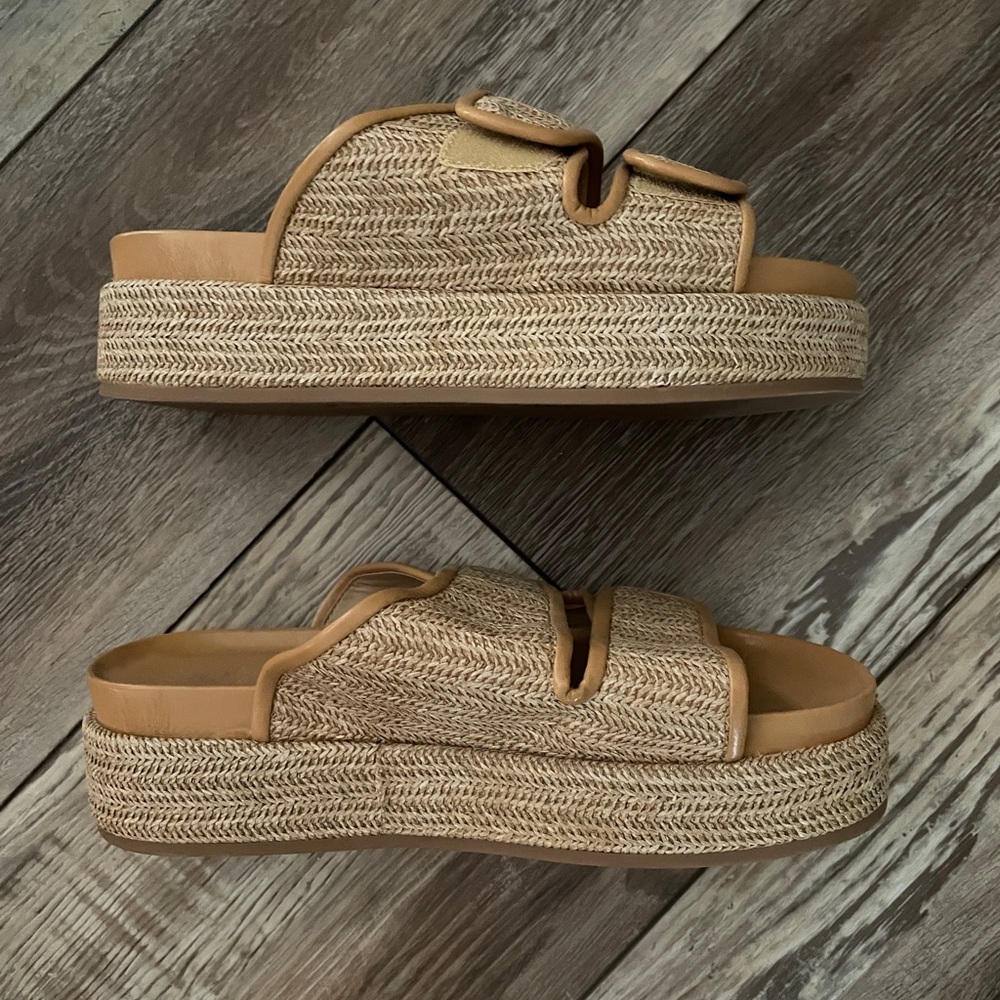 NWOT Silent D Platform Raffia Slide On Sandals - Picture 4 of 6